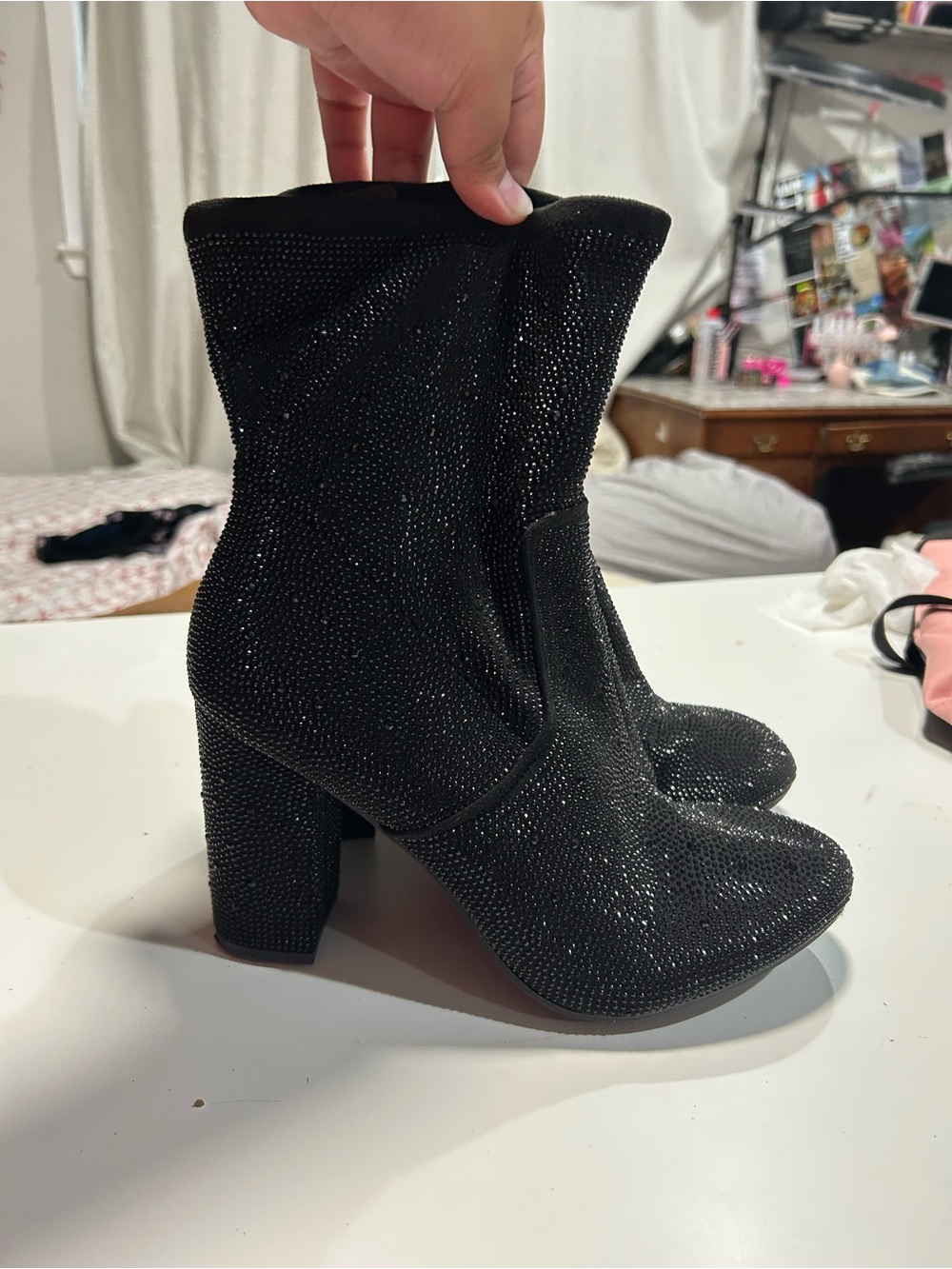 Torrid Black Rhinestone Mid Calf Boots